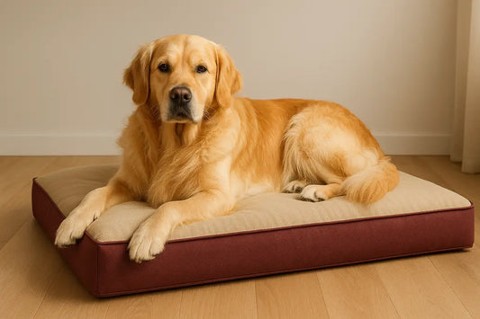 Golden Retriever on dog bed