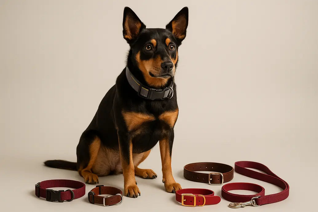Dog wearing reflective collar