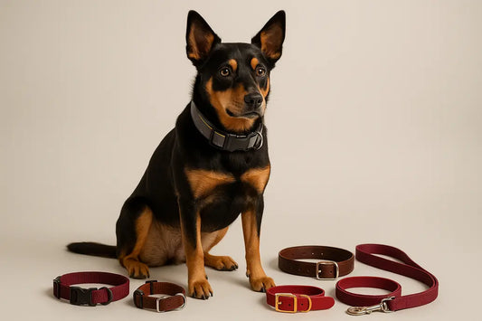 Dog wearing reflective collar