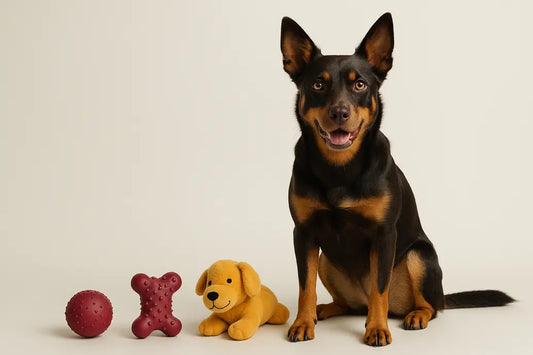 Dog with squeaky toys