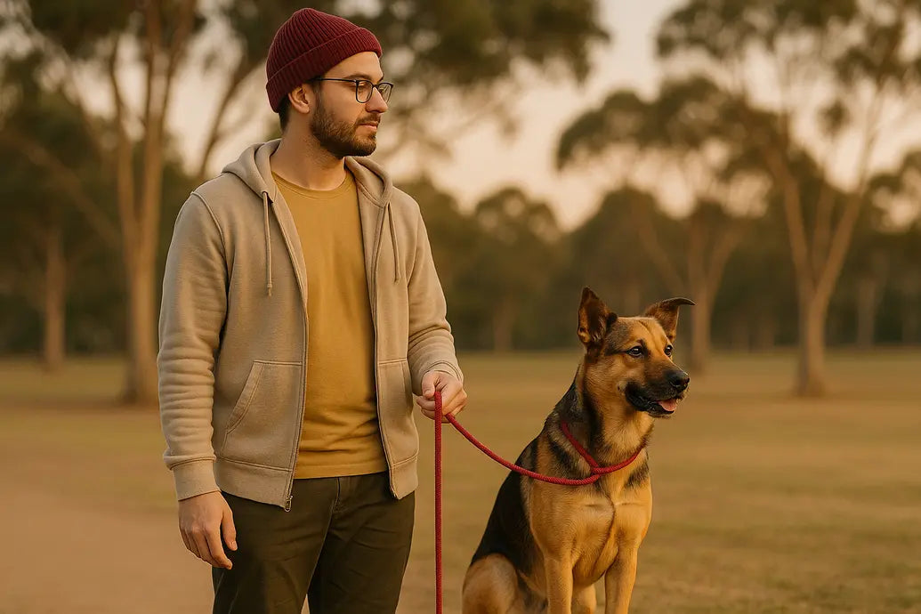 Dog wearing slip leash