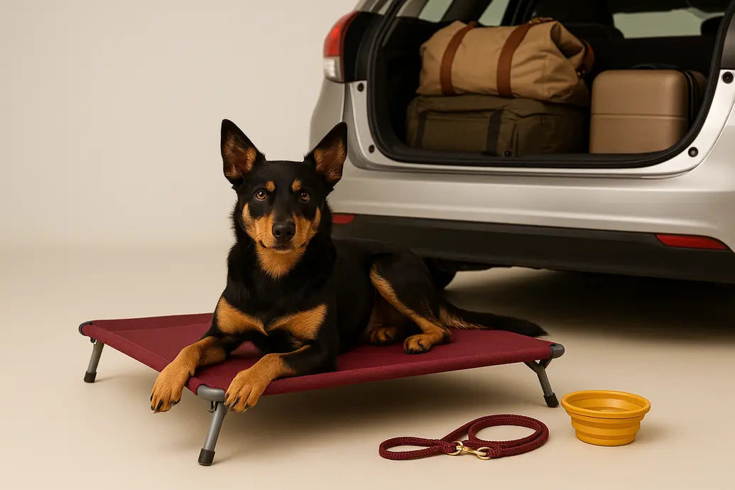 Dog on travel bed
