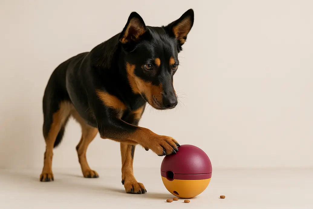 Dog with treat toy