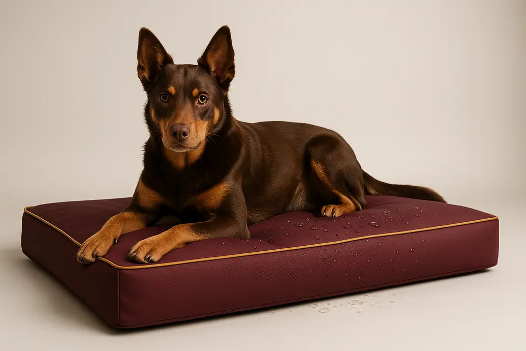Dog on waterproof bed