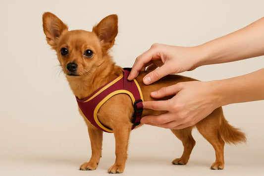Small dog fitted harness