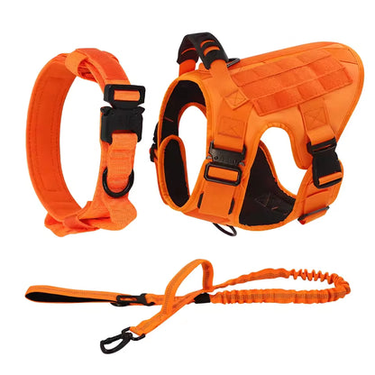 3pcs Tactical No Pull Large Dog Harness, Leash and Collar Set for Large Strong Dogs
