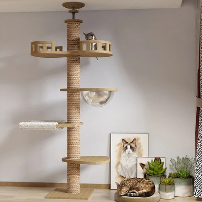 Cat Wooden Tower Australia: Floor-to-Ceiling Cat Tree Scratcher and Hammock