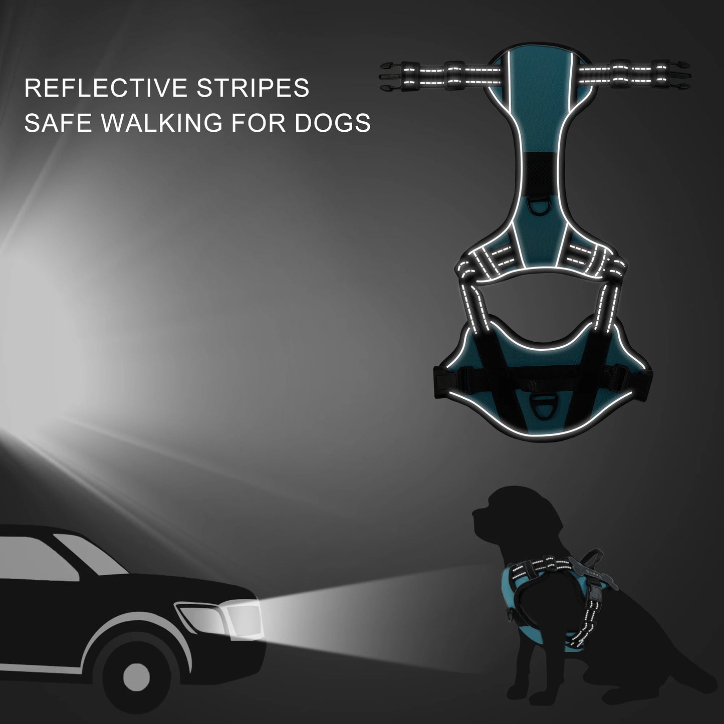 Dog Harness with Custom Name Patches - NO PULL, Adjustable, Reflective and Breathable