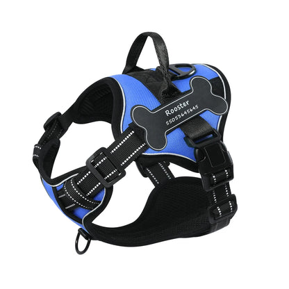 Dog Harness with Custom Name Patches - NO PULL, Adjustable, Reflective and Breathable