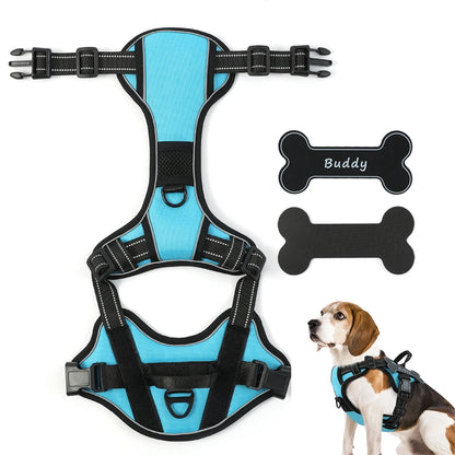 Dog Harness with Custom Name Patches - NO PULL, Adjustable, Reflective and Breathable