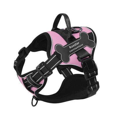 Dog Harness with Custom Name Patches - NO PULL, Adjustable, Reflective and Breathable