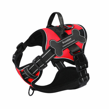 Dog Harness with Custom Name Patches - NO PULL, Adjustable, Reflective and Breathable