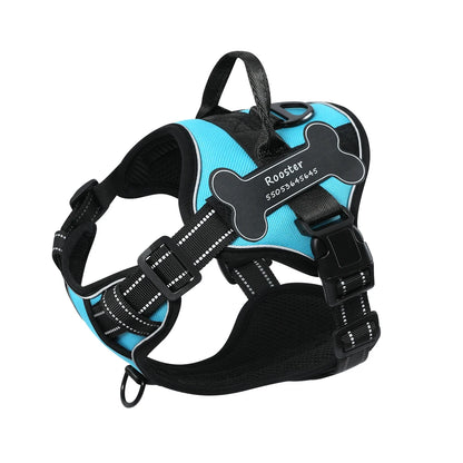 Dog Harness with Custom Name Patches - NO PULL, Adjustable, Reflective and Breathable