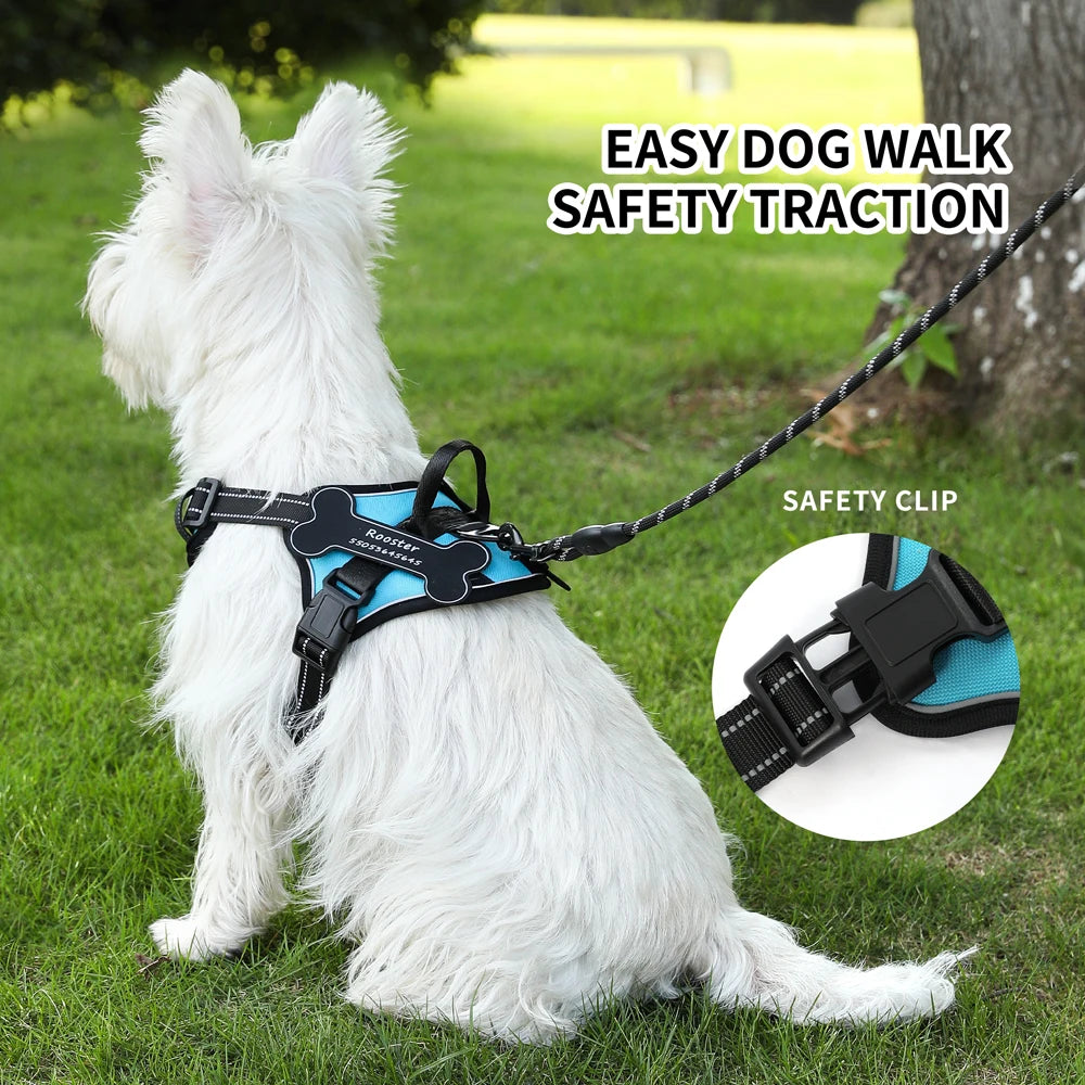 Dog Harness with Custom Name Patches - NO PULL, Adjustable, Reflective and Breathable