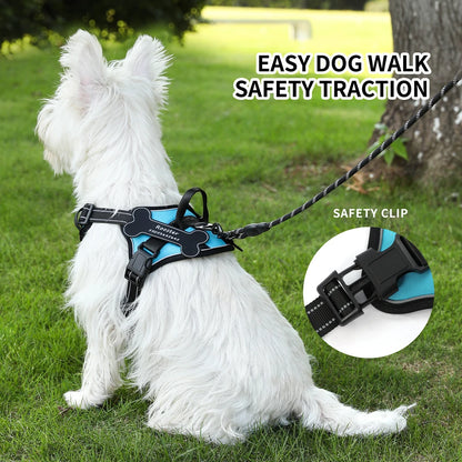 Dog Harness with Custom Name Patches - NO PULL, Adjustable, Reflective and Breathable