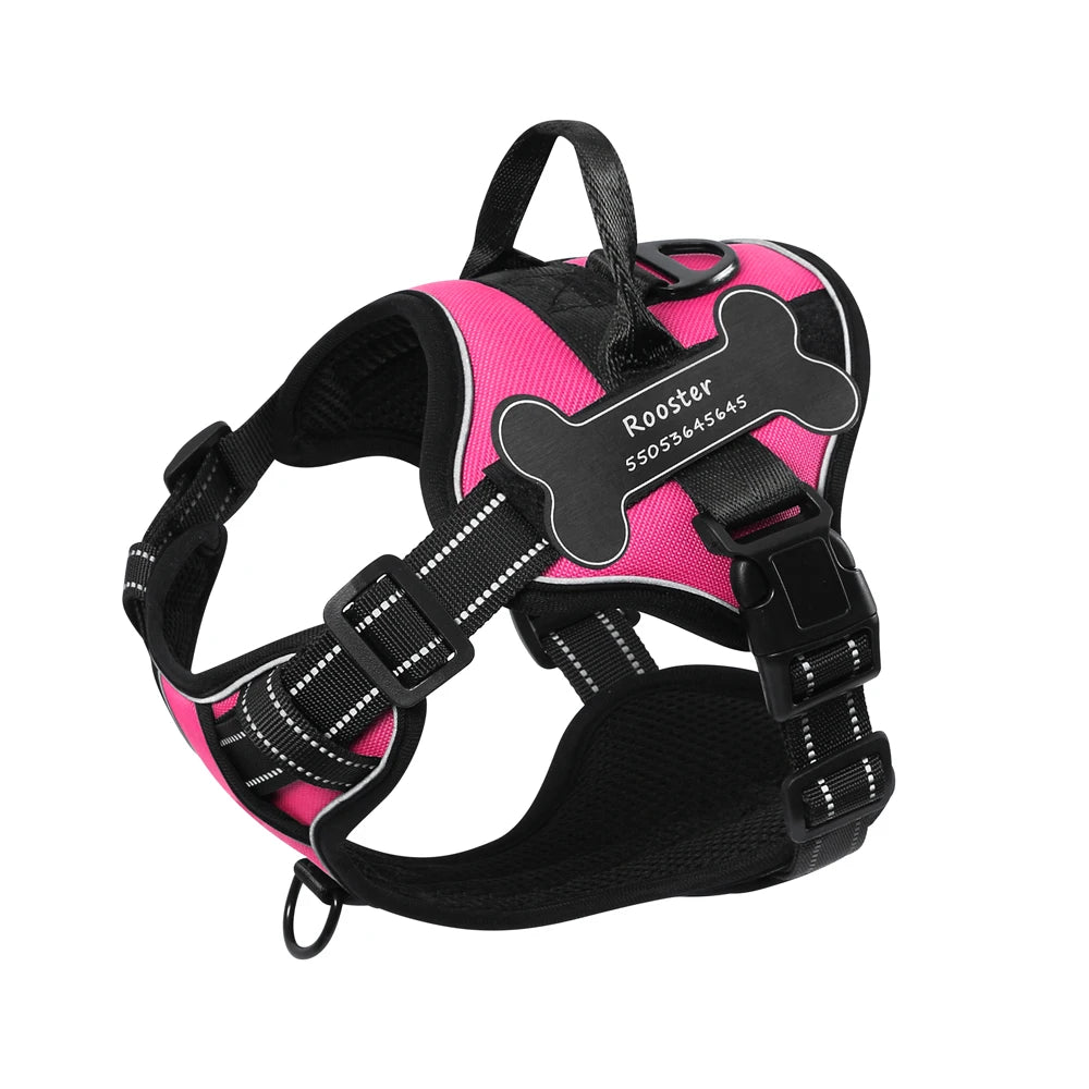 Dog Harness with Custom Name Patches - NO PULL, Adjustable, Reflective and Breathable