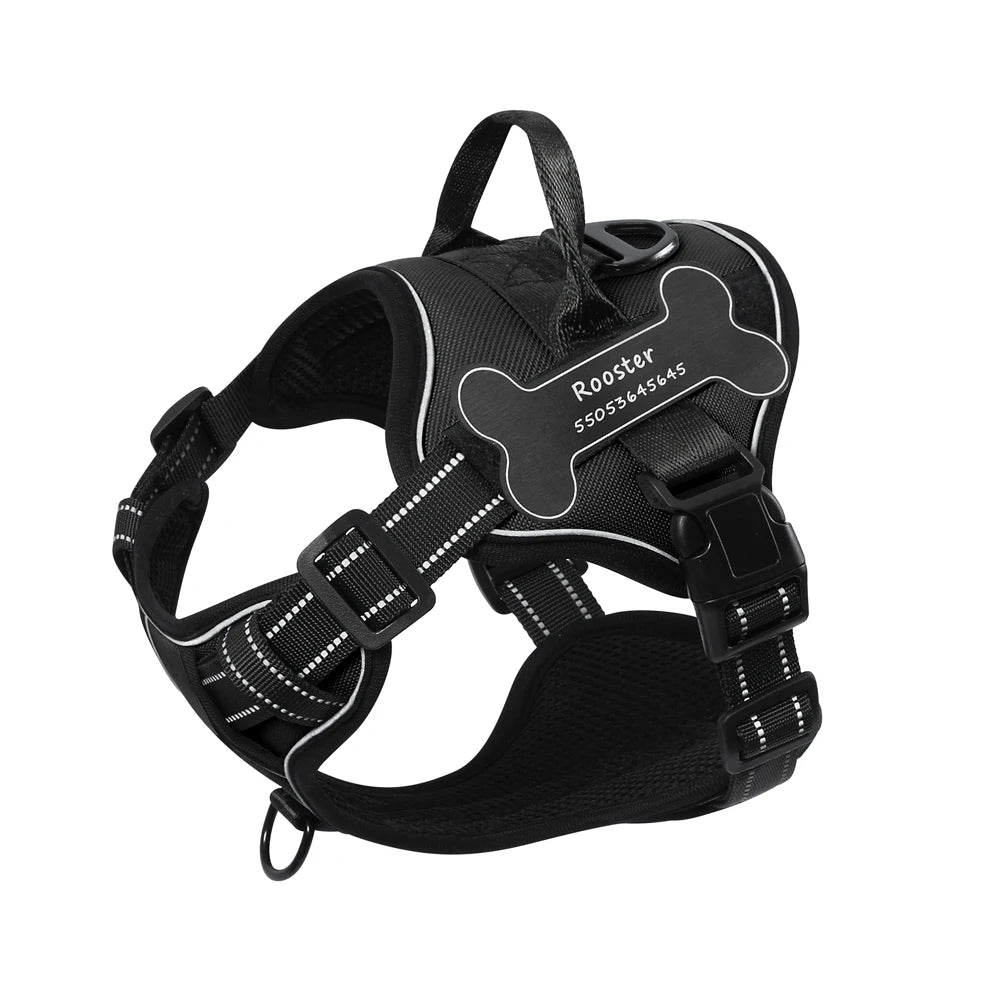 Dog Harness with Custom Name Patches - NO PULL, Adjustable, Reflective and Breathable