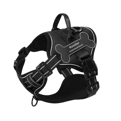 Dog Harness with Custom Name Patches - NO PULL, Adjustable, Reflective and Breathable