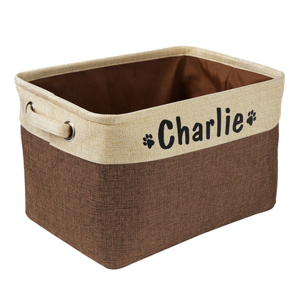 Personalized Pet Toy Storage Basket Foldable Box with Custom Name