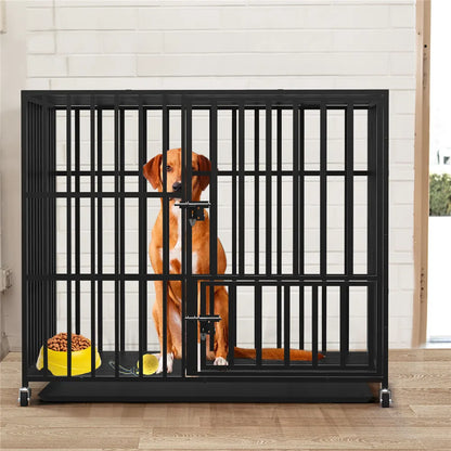 Heavy Duty Dog Cage Metal Pet Dog Crate 3 Doors Locks Design