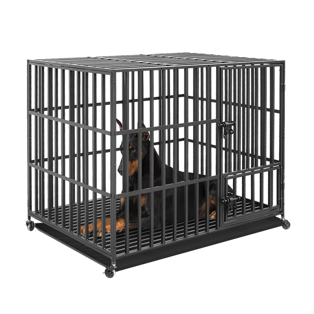 Heavy Duty Dog Cage Metal Pet Dog Crate 3 Doors Locks Design