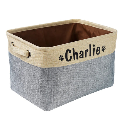 Personalized Pet Toy Storage Basket Foldable Box with Custom Name