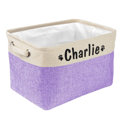 Personalized Pet Toy Storage Basket Foldable Box with Custom Name