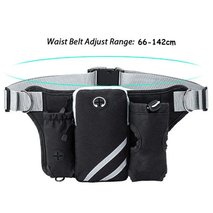 Hands Free Dog Leash For 2 Dogs With Water, Poop Bag Holder and Cell Phone Pouch
