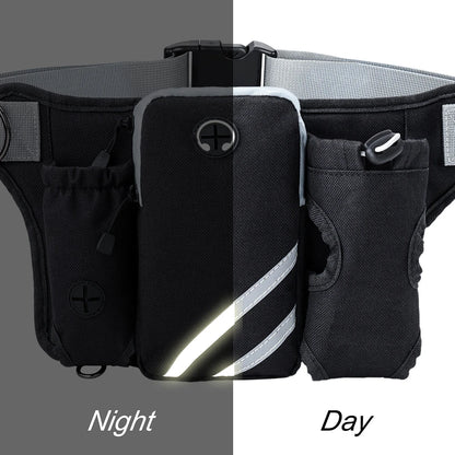 Hands Free Dog Leash For 2 Dogs With Water, Poop Bag Holder and Cell Phone Pouch