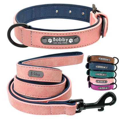 Custom Leather Dog Collar Leash for Small Medium Large Dog