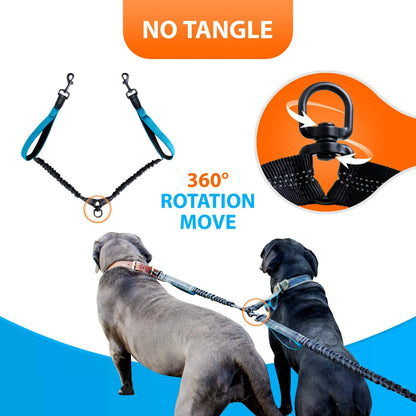 Dual Leads Hands Free Shock Absorbing Dog Leash