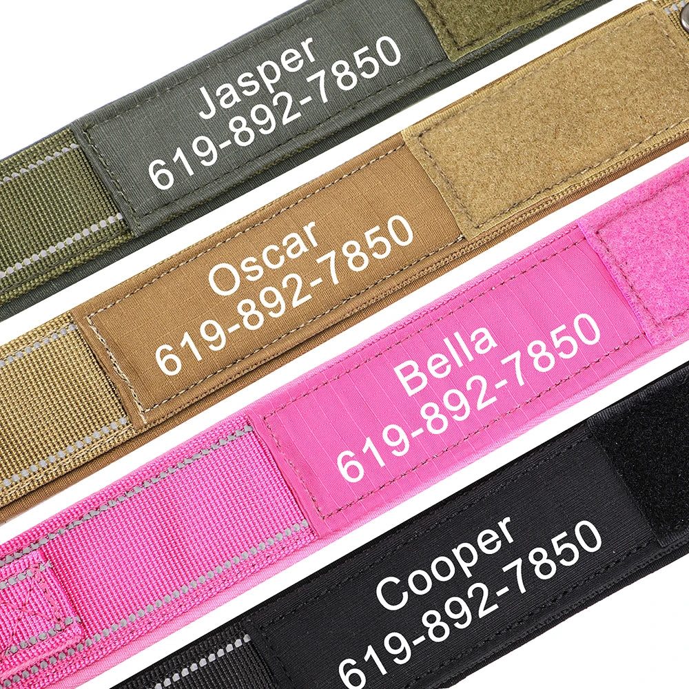 Custom Military Grade Nylon Dog Collar Personalized Tactical for Medium Large Dogs