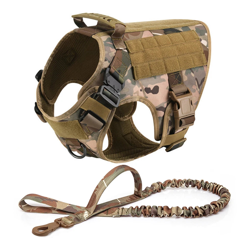 Large or Medium Dog Harness and Leash Set: Military Grade Tactical Harness