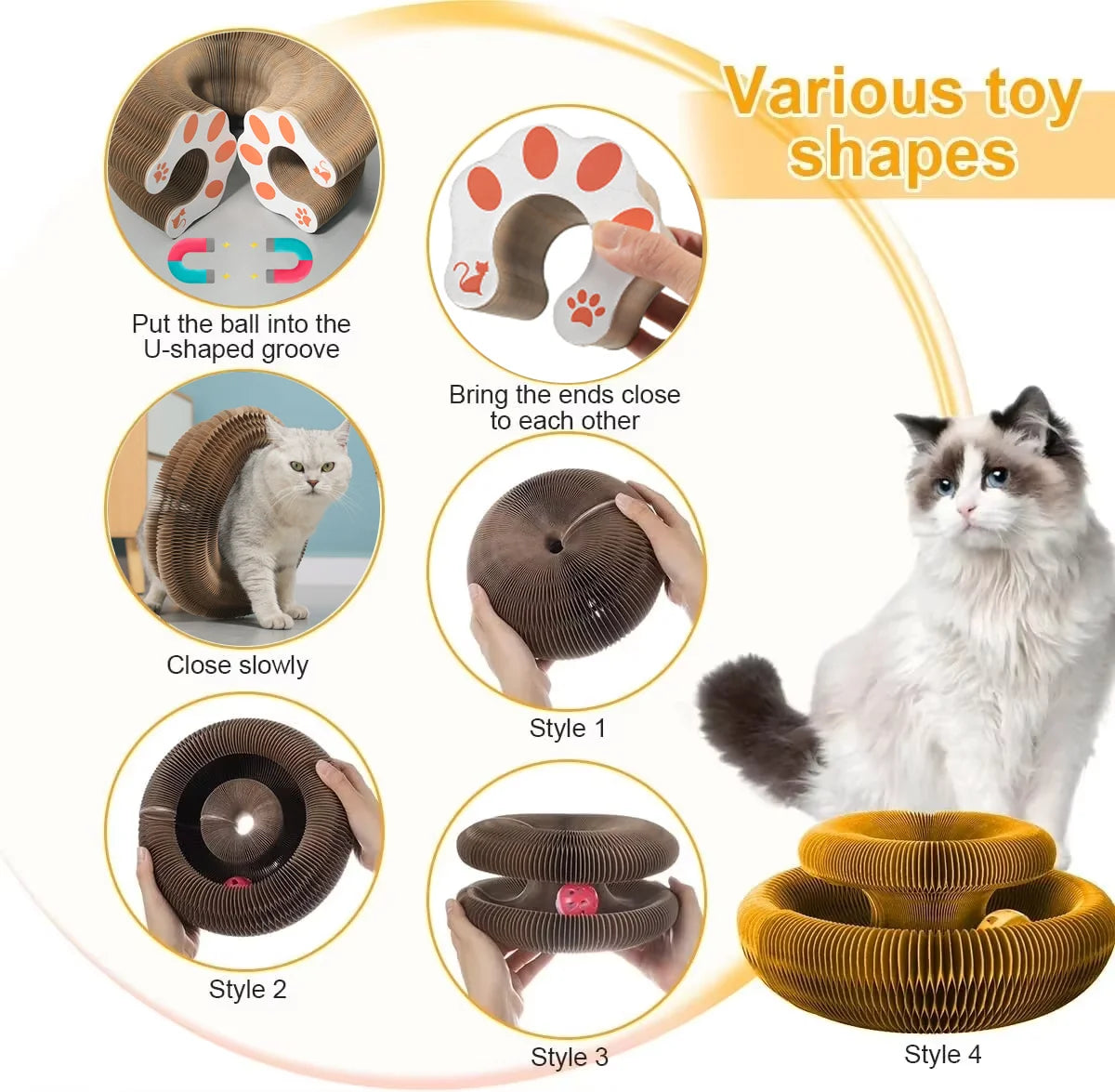 Magic Corrugated Cat Scratching Toy with Ball