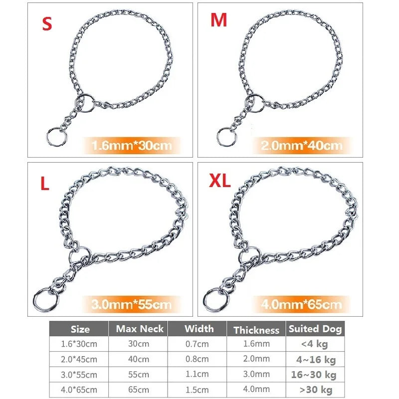 Stainless Steel Adjustable  Slip Chain Collar For Dog