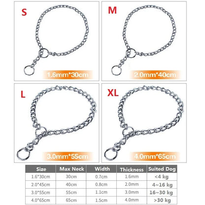 Stainless Steel Adjustable  Slip Chain Collar For Dog