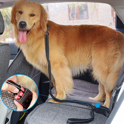 Reflective Nylon Multi-functional Retractable Dog Leash with Car Safety Buckle