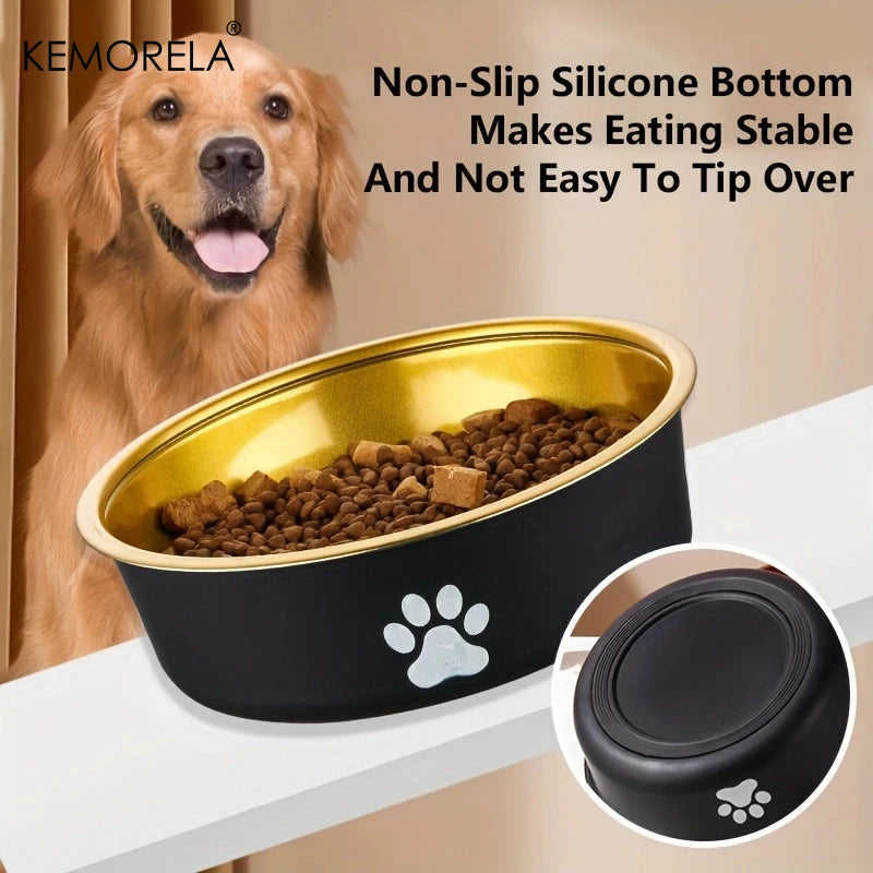 Stainless steel dog bowls with non-slip silicone bottom