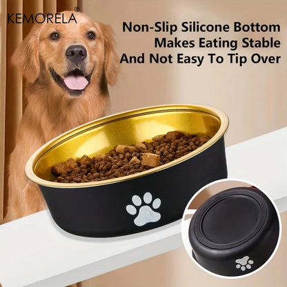 Stainless steel dog bowls with non-slip silicone bottom