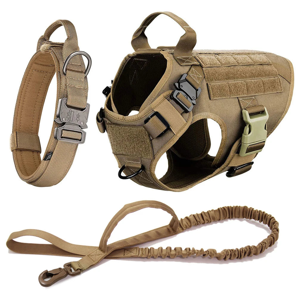 Tactical Harness, Leash and Collar Training Set for Large Medium Dog