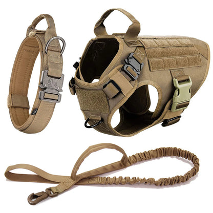 Tactical Harness, Leash and Collar Training Set for Large Medium Dog