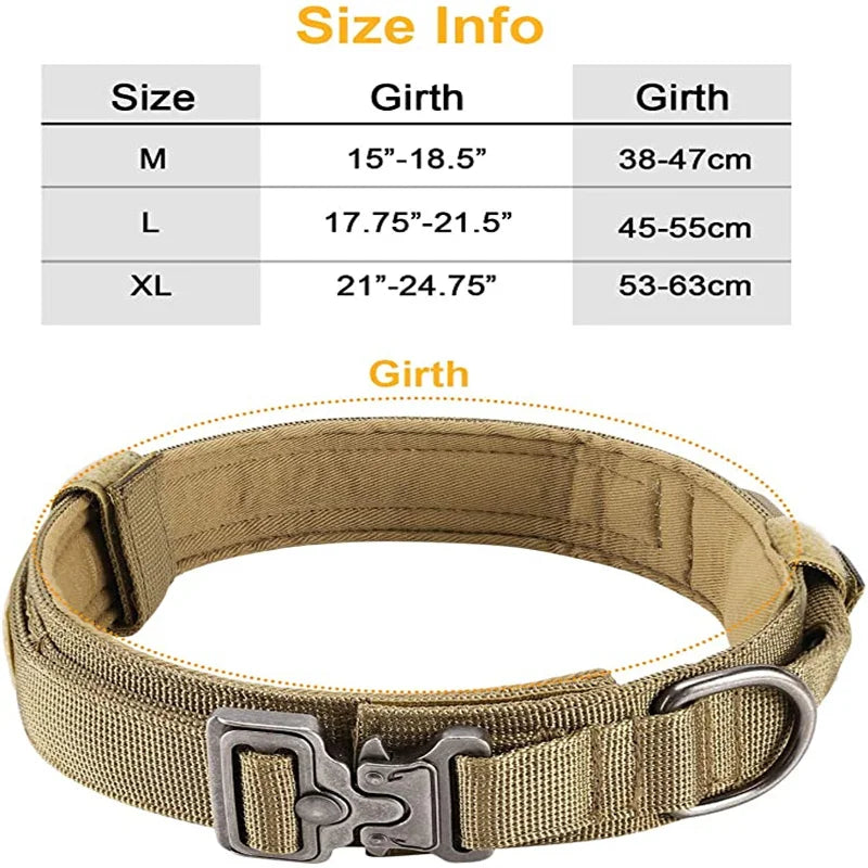 Military-grade dog collars size information