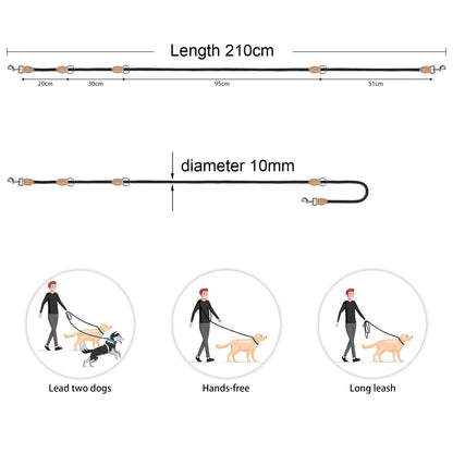 Multipurpose Double Sided Leash For 2 Small Medium Dogs