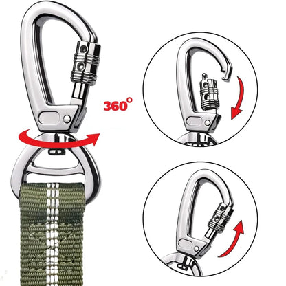 Reflective Nylon Multi-functional Retractable Dog Leash with Car Safety Buckle