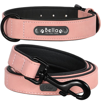 Custom Leather Dog Collar Leash for Small Medium Large Dog