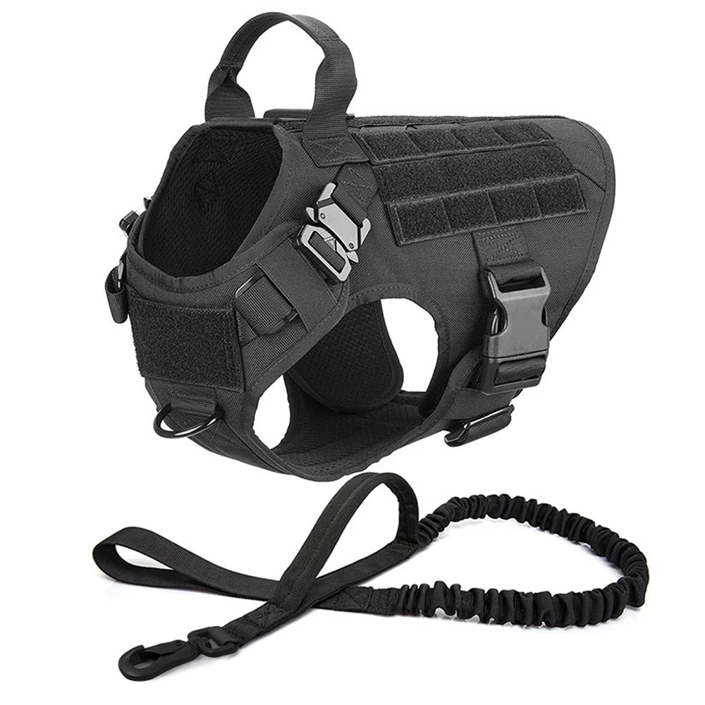 Large or Medium Dog Harness and Leash Set: Military Grade Tactical Harness