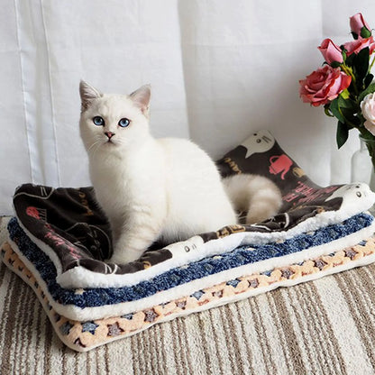 Large Flannel Dog Bed Sleeping Mat: Thickened Rug for Small to Large Pets