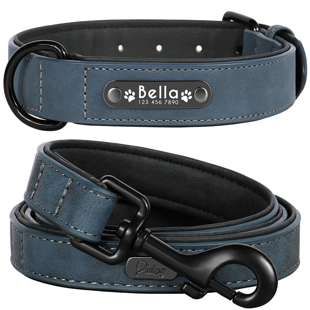 Custom Leather Dog Collar Leash for Small Medium Large Dog