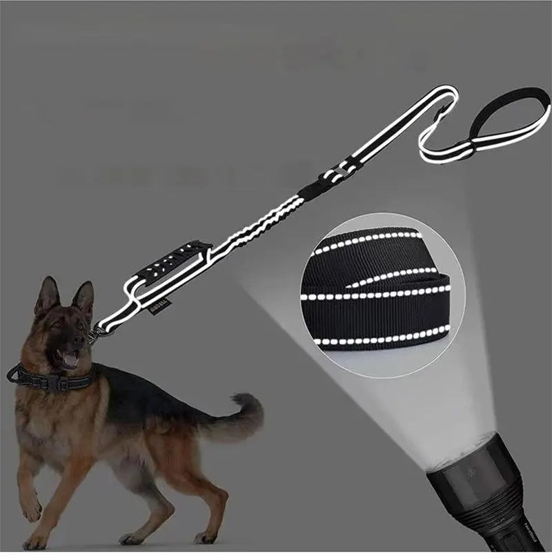 Reflective Nylon Multi-functional Retractable Dog Leash with Car Safety Buckle
