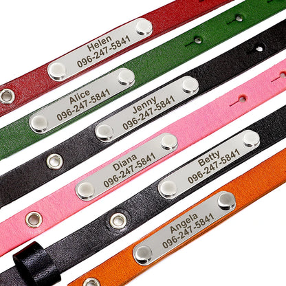 Personalized Cat Collar Adjustable Leather Name Collar
